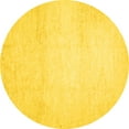 thumbnail image 1 of Ahgly Company Machine Washable Indoor Round Solid Yellow Modern Area Rugs, 6' Round, 1 of 4