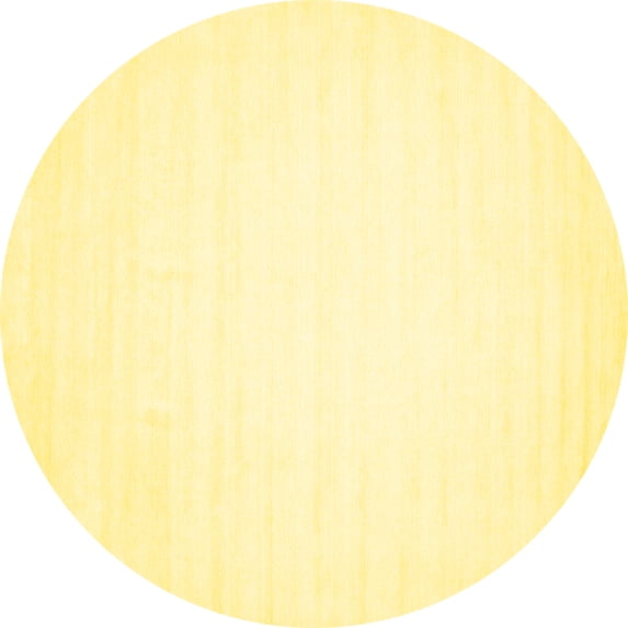Ahgly Company Machine Washable Indoor Round Solid Yellow Modern Area Rugs, 6' Round