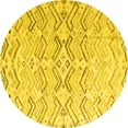 thumbnail image 1 of Ahgly Company Machine Washable Indoor Round Solid Yellow Modern Area Rugs, 6' Round, 1 of 4