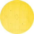 thumbnail image 1 of Ahgly Company Machine Washable Indoor Round Solid Yellow Modern Area Rugs, 6' Round, 1 of 4