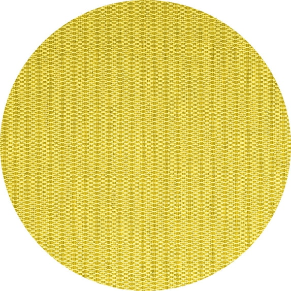 Ahgly Company Machine Washable Indoor Round Solid Yellow Modern Area Rugs, 7' Round