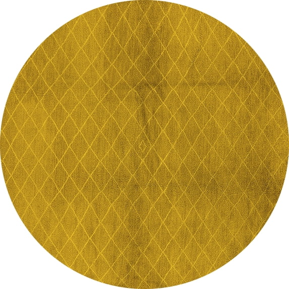 Ahgly Company Machine Washable Indoor Round Solid Yellow Modern Area Rugs, 7' Round