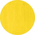 thumbnail image 1 of Ahgly Company Machine Washable Indoor Round Solid Yellow Modern Area Rugs, 8' Round, 1 of 4