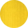 thumbnail image 1 of Ahgly Company Machine Washable Indoor Round Solid Yellow Modern Area Rugs, 8' Round, 1 of 4