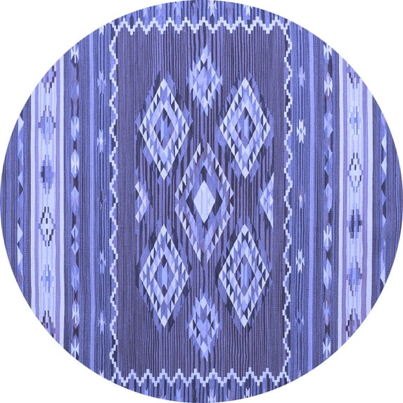Ahgly Company Machine Washable Indoor Round Southwestern Blue Country Area Rugs, 8' Round