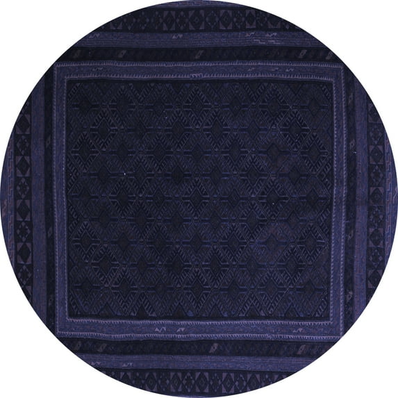 Ahgly Company Machine Washable Indoor Round Southwestern Blue Country Area Rugs, 8' Round