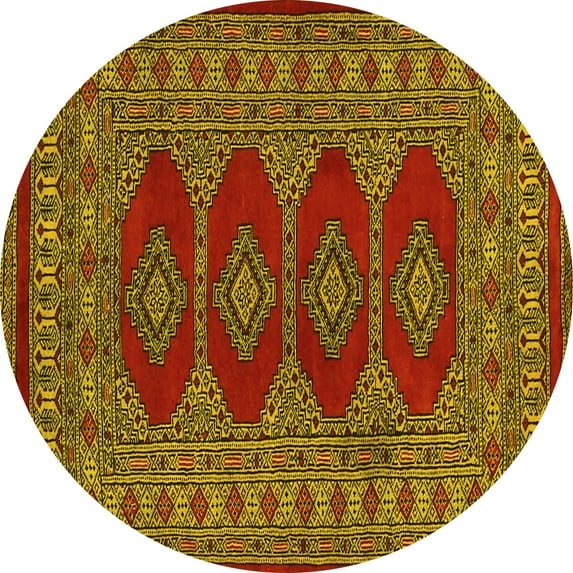 Ahgly Company Machine Washable Indoor Round Southwestern Yellow Country Area Rugs, 4' Round