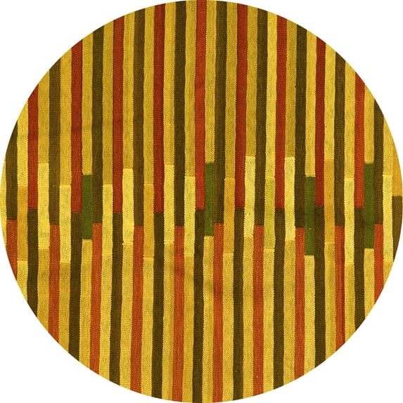Ahgly Company Machine Washable Indoor Round Southwestern Yellow Country Area Rugs, 4' Round