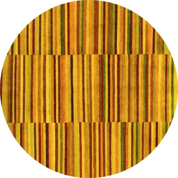 Ahgly Company Machine Washable Indoor Round Southwestern Yellow Country Area Rugs, 4' Round