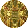 thumbnail image 1 of Ahgly Company Machine Washable Indoor Round Southwestern Yellow Country Area Rugs, 8' Round, 1 of 4