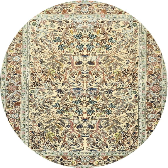 Ahgly Company Machine Washable Indoor Round Traditional Brown Area Rugs, 4' Round