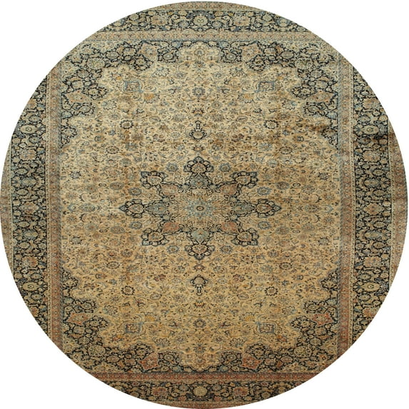 Ahgly Company Machine Washable Indoor Round Traditional Red Brown Area Rugs, 3' Round