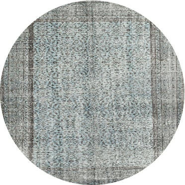 Ahgly Company Machine Washable Indoor Round Traditional Smokey Gray Area Rugs, 4' Round