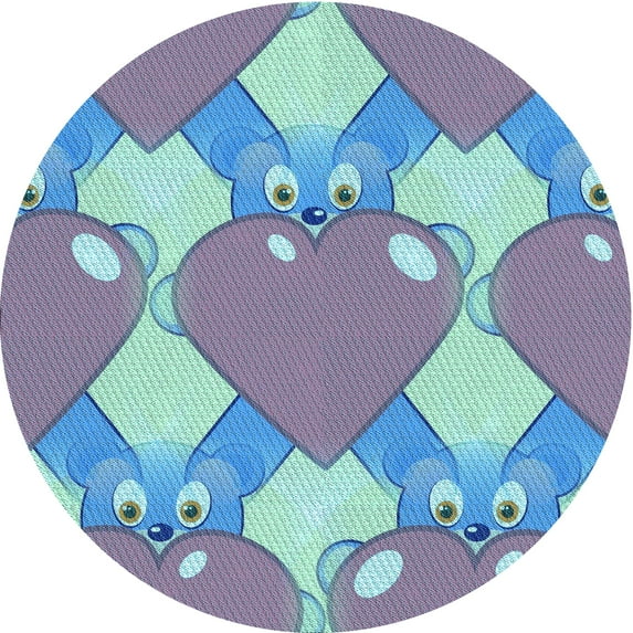 Ahgly Company Machine Washable Indoor Round Transitional Blue Diamond Blue Area Rugs, 4' Round