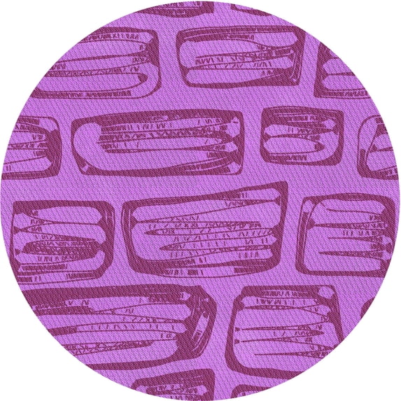 Ahgly Company Machine Washable Indoor Round Transitional Bright Neon Pink Purple Area Rugs, 8' Round