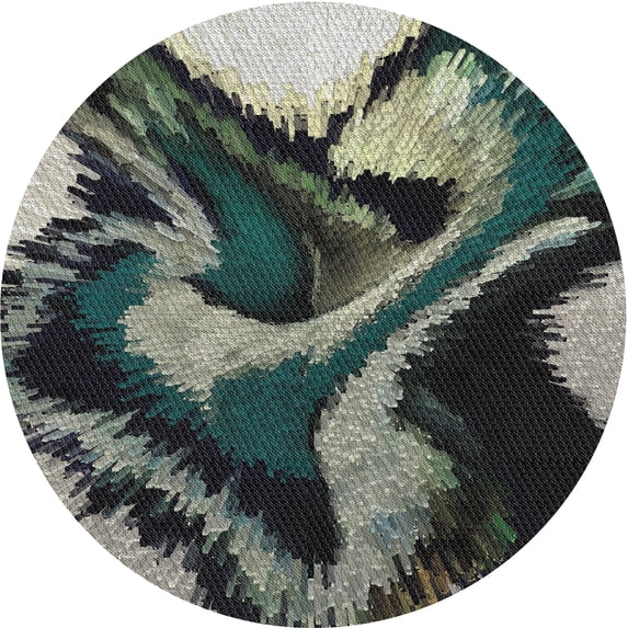 Ahgly Company Machine Washable Indoor Round Transitional Charcoal Black Area Rugs, 8' Round
