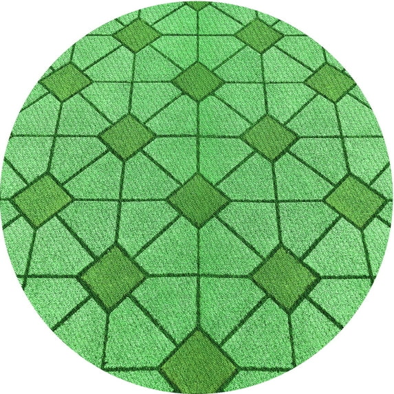 Ahgly Company Machine Washable Indoor Round Transitional Green Area Rugs, 8' Round