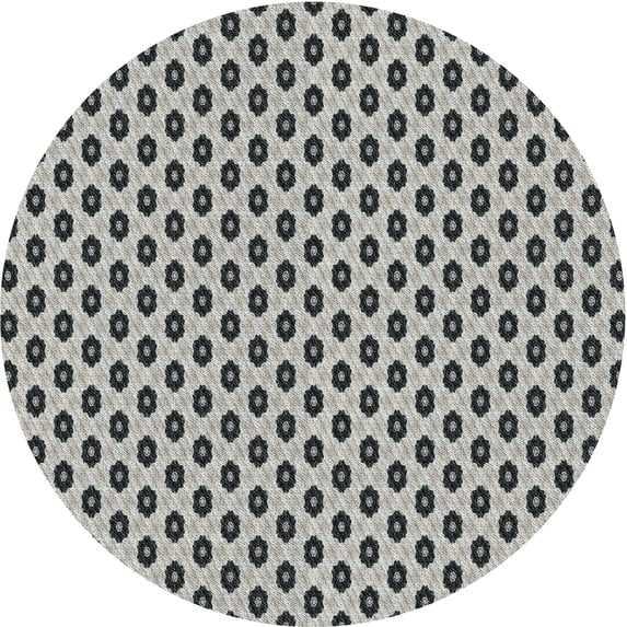 Ahgly Company Machine Washable Indoor Round Transitional Light Black Area Rugs, 7' Round