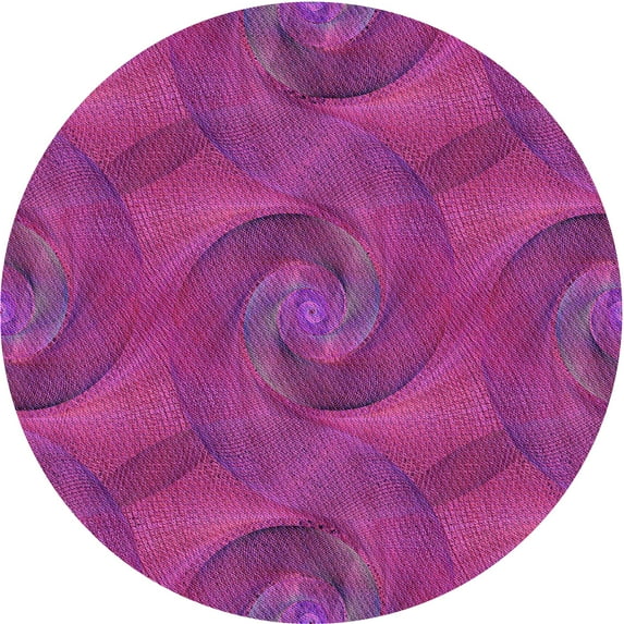 Ahgly Company Machine Washable Indoor Round Transitional Medium Violet Red Pink Area Rugs, 6' Round