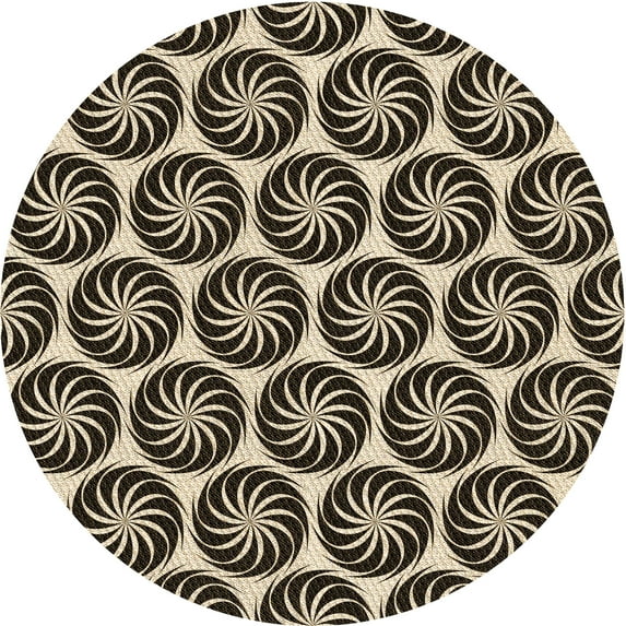 Ahgly Company Machine Washable Indoor Round Transitional Midnight Gray Area Rugs, 8' Round