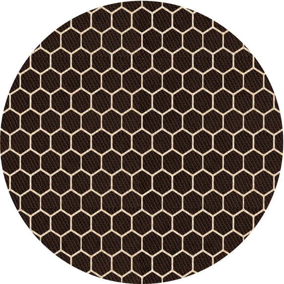 Ahgly Company Machine Washable Indoor Round Transitional Night Black Area Rugs, 5' Round