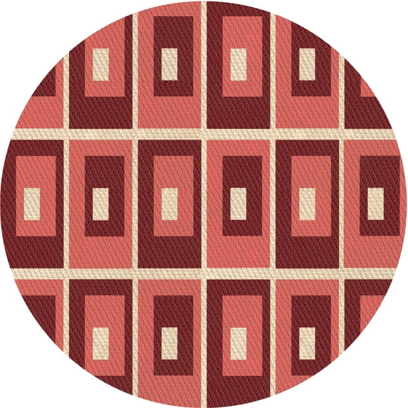 Ahgly Company Machine Washable Indoor Round Transitional Red Area Rugs, 5' Round