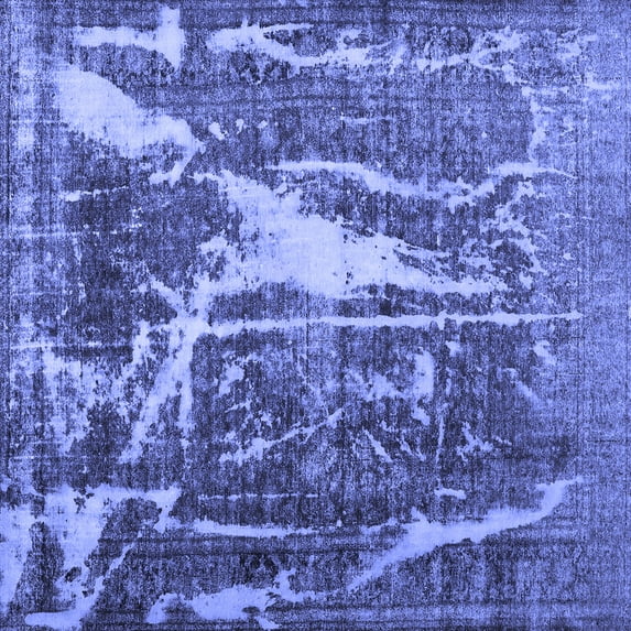 Ahgly Company Machine Washable Indoor Square Abstract Blue Contemporary Area Rugs, 3' Square