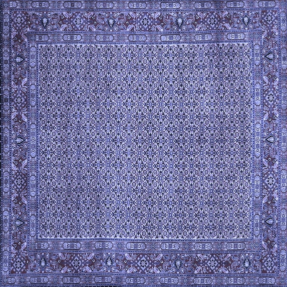 Ahgly Company Machine Washable Indoor Square Abstract Blue Contemporary Area Rugs, 4' Square