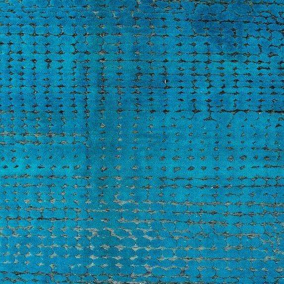 Ahgly Company Machine Washable Indoor Square Abstract Blue Eyes Blue Area Rugs, 3' Square