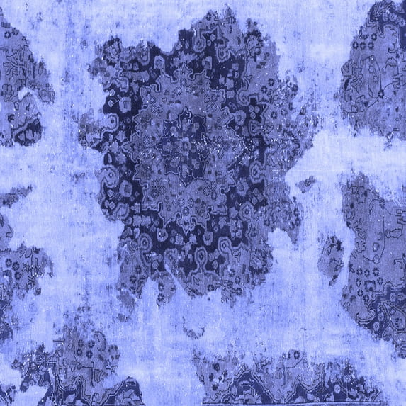 Ahgly Company Machine Washable Indoor Square Abstract Blue Modern Area Rugs, 4' Square