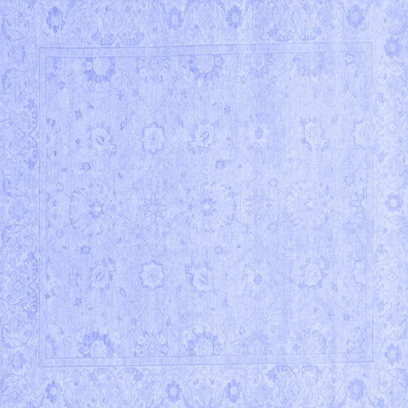 Ahgly Company Machine Washable Indoor Square Abstract Blue Modern Area Rugs, 4' Square