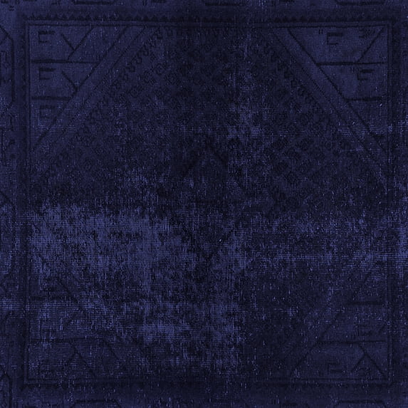 Ahgly Company Machine Washable Indoor Square Abstract Blue Modern Area Rugs, 6' Square