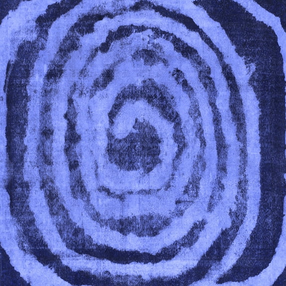 Ahgly Company Machine Washable Indoor Square Abstract Blue Modern Area Rugs, 7' Square