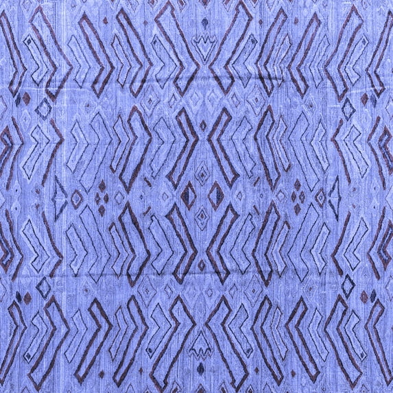 Ahgly Company Machine Washable Indoor Square Abstract Blue Modern Area Rugs, 7' Square