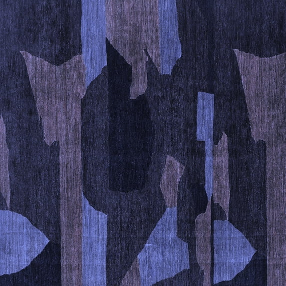 Ahgly Company Machine Washable Indoor Square Abstract Blue Modern Area Rugs, 8' Square