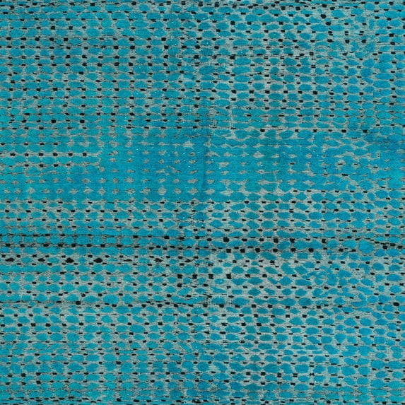 Ahgly Company Machine Washable Indoor Square Abstract Bright Turquoise Blue Area Rugs, 3' Square
