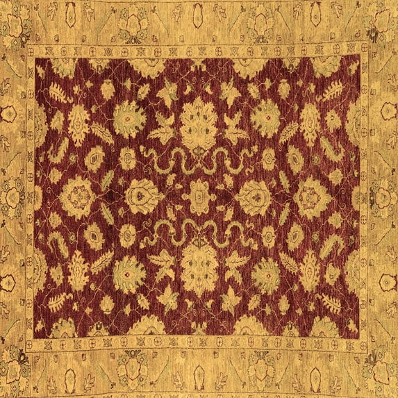 Ahgly Company Machine Washable Indoor Square Abstract Brown Modern Area Rugs, 7' Square