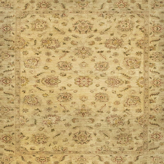 Ahgly Company Machine Washable Indoor Square Abstract Caramel Brown Area Rugs, 5' Square