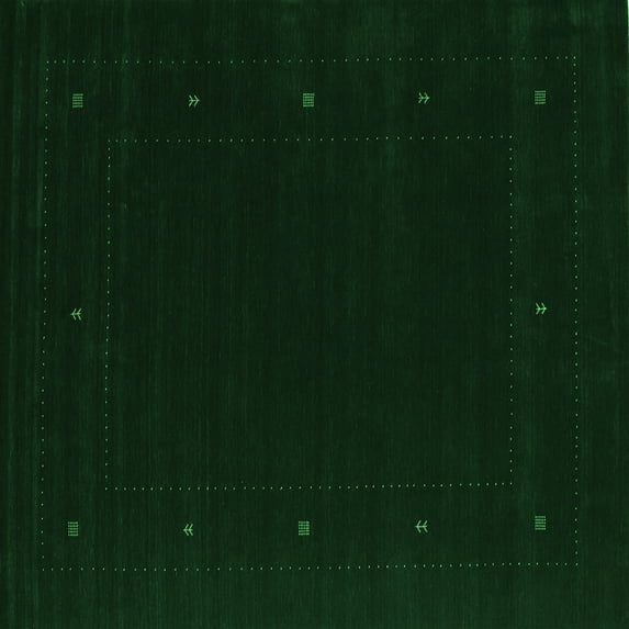 Ahgly Company Machine Washable Indoor Square Abstract Green Contemporary Area Rugs, 4' Square