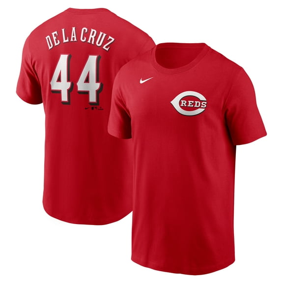 Men's Nike Elly De La Cruz Red Cincinnati Reds Fuse Name & Number T-Shirt