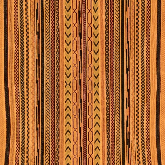 Ahgly Company Machine Washable Indoor Square Abstract Orange Modern Area Rugs, 7' Square