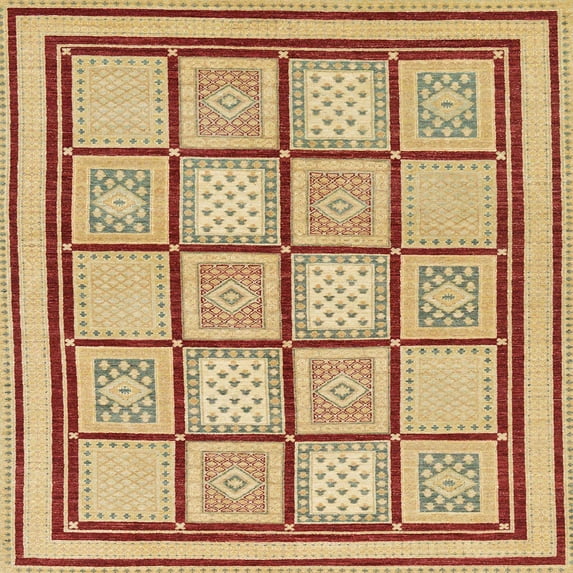 Ahgly Company Machine Washable Indoor Square Abstract Red Fox Red Area Rugs, 5' Square