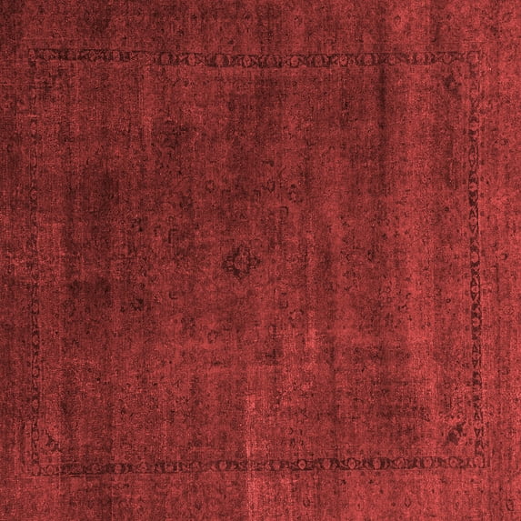 Ahgly Company Machine Washable Indoor Square Abstract Red Modern Area Rugs, 3' Square