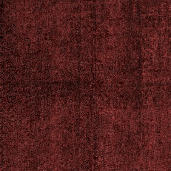 Ahgly Company Machine Washable Indoor Square Abstract Red Modern Area Rugs, 3' Square