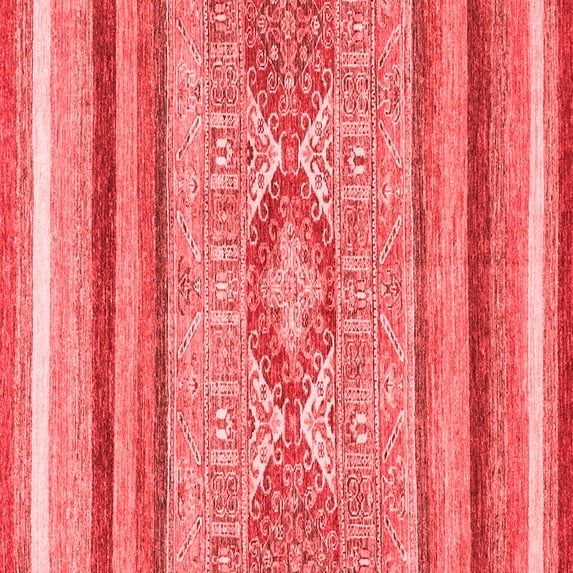 Ahgly Company Machine Washable Indoor Square Abstract Red Modern Area Rugs, 4' Square