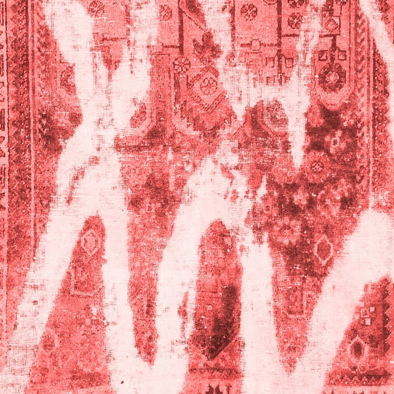 Ahgly Company Machine Washable Indoor Square Abstract Red Modern Area Rugs, 4' Square