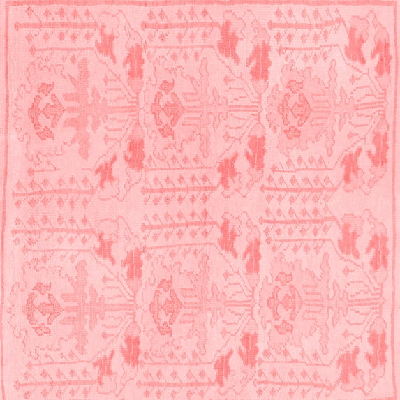 Ahgly Company Machine Washable Indoor Square Abstract Red Modern Area Rugs, 4' Square
