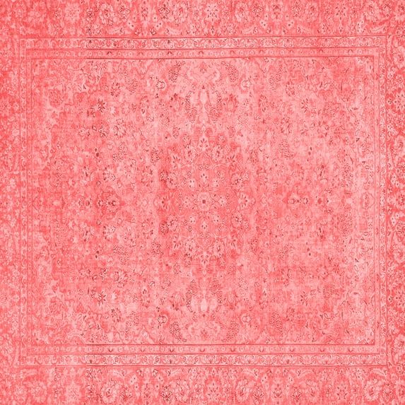 Ahgly Company Machine Washable Indoor Square Abstract Red Modern Area Rugs, 4' Square