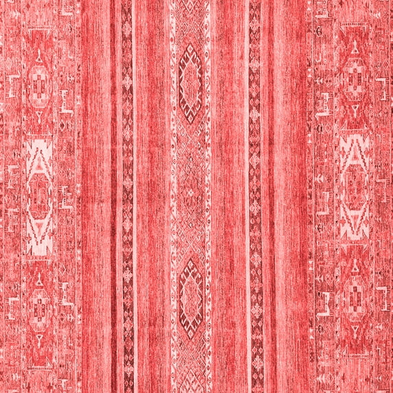 Ahgly Company Machine Washable Indoor Square Abstract Red Modern Area Rugs, 4' Square
