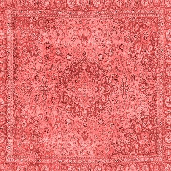 Ahgly Company Machine Washable Indoor Square Abstract Red Modern Area Rugs, 5' Square